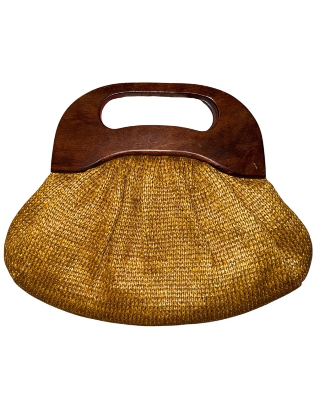 Elaine Turner Woven Straw Clutch with Wooden Handle, beachy, like new! - Picture 2 of 6